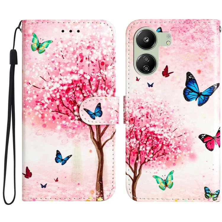 For Xiaomi Redmi 13C 4G / Poco C65 4G Case PU Leather Cover with Pattern Printing