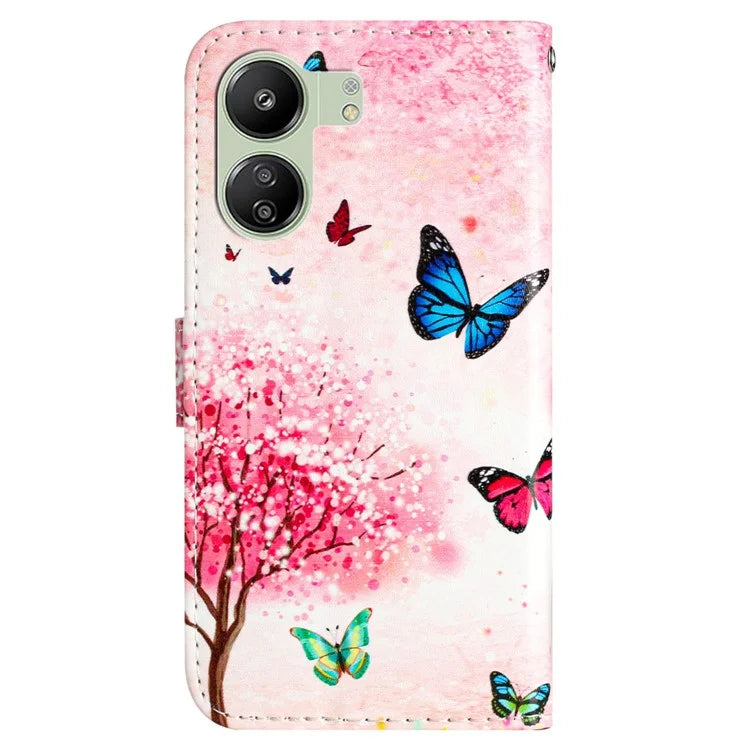 For Xiaomi Redmi 13C 4G / Poco C65 4G Case PU Leather Cover with Pattern Printing