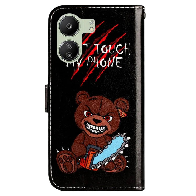 For Xiaomi Redmi 13C 4G / Poco C65 4G Case PU Leather Cover with Pattern Printing