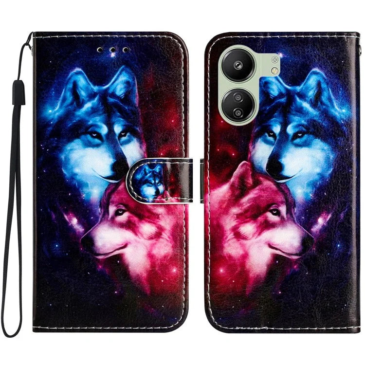 For Xiaomi Redmi 13C 4G / Poco C65 4G Case PU Leather Cover with Pattern Printing