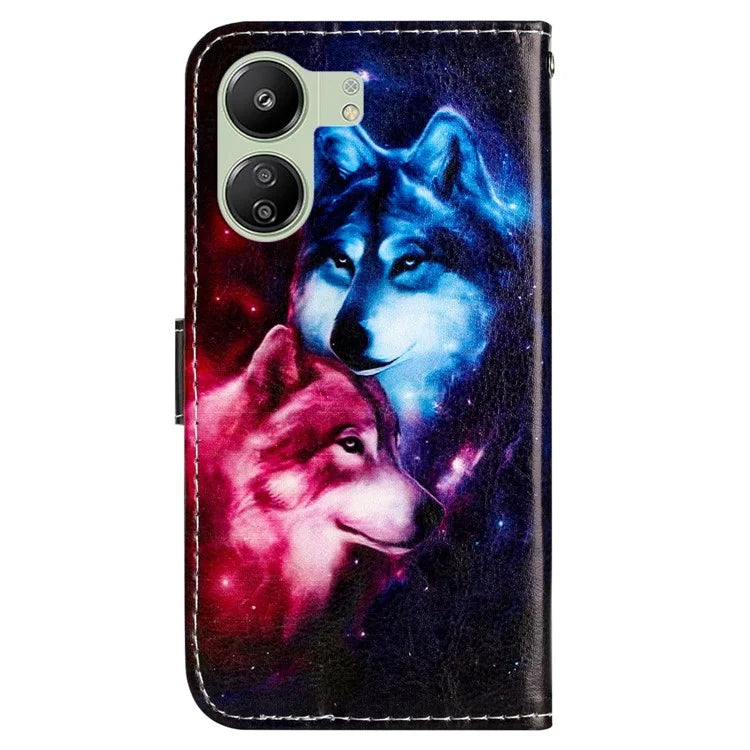 For Xiaomi Redmi 13C 4G / Poco C65 4G Case PU Leather Cover with Pattern Printing