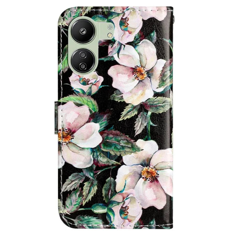 For Xiaomi Redmi 13C 4G / Poco C65 4G Case PU Leather Cover with Pattern Printing