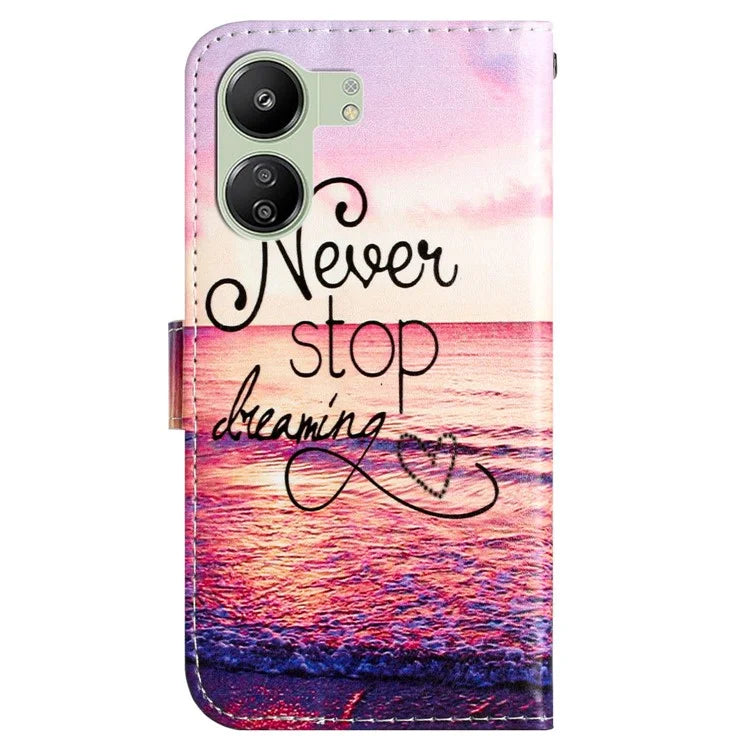 For Xiaomi Redmi 13C 4G / Poco C65 4G Case PU Leather Cover with Pattern Printing