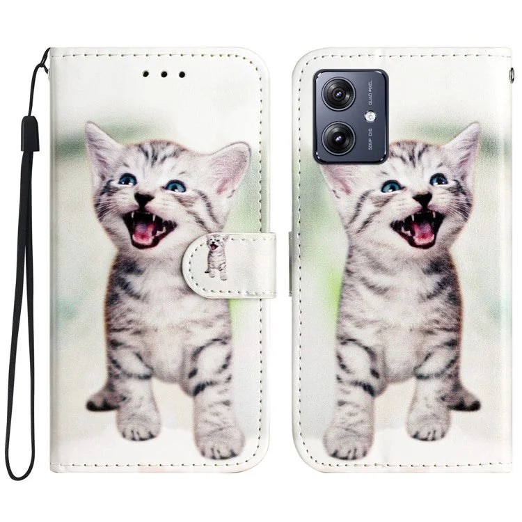 For Motorola Moto G54 5G Leather Case Pattern Printing Wallet Phone Cover