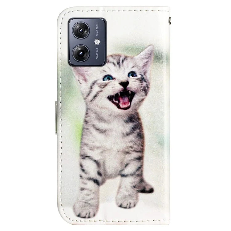 For Motorola Moto G54 5G Leather Case Pattern Printing Wallet Phone Cover