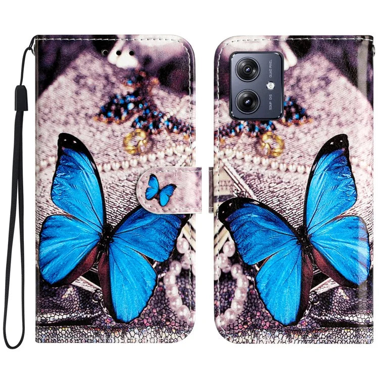 For Motorola Moto G54 5G Leather Case Pattern Printing Wallet Phone Cover
