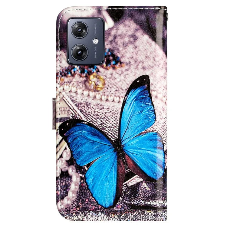 For Motorola Moto G54 5G Leather Case Pattern Printing Wallet Phone Cover