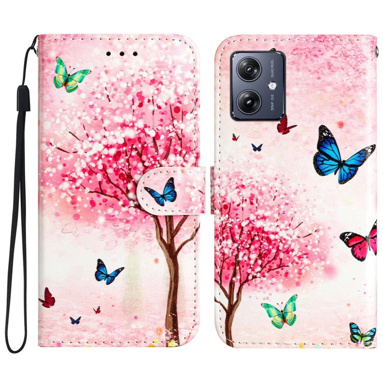 For Motorola Moto G54 5G Leather Case Pattern Printing Wallet Phone Cover