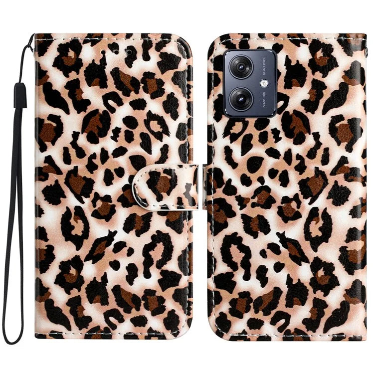 For Motorola Moto G54 5G Leather Case Pattern Printing Wallet Phone Cover