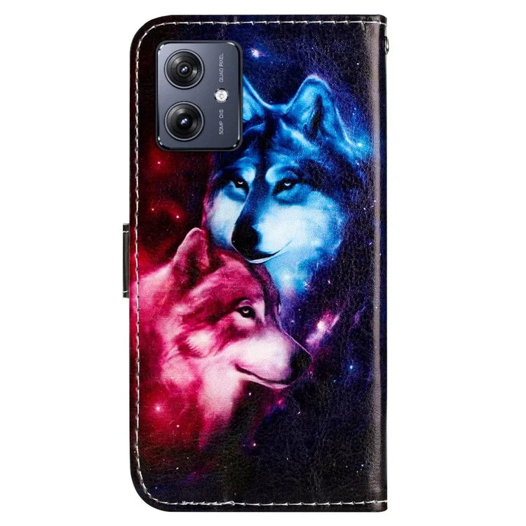 For Motorola Moto G54 5G Leather Case Pattern Printing Wallet Phone Cover
