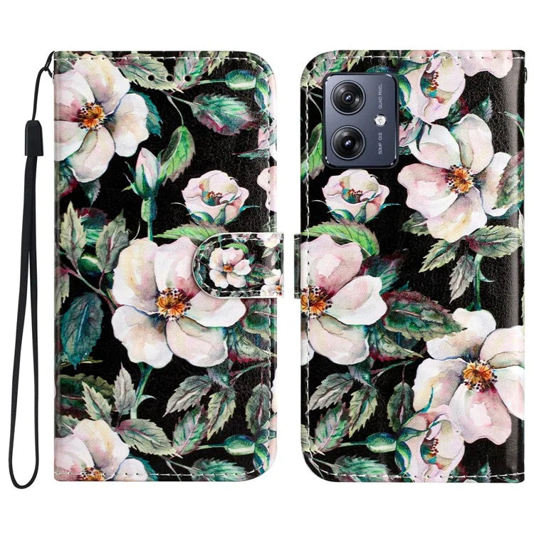For Motorola Moto G54 5G Leather Case Pattern Printing Wallet Phone Cover
