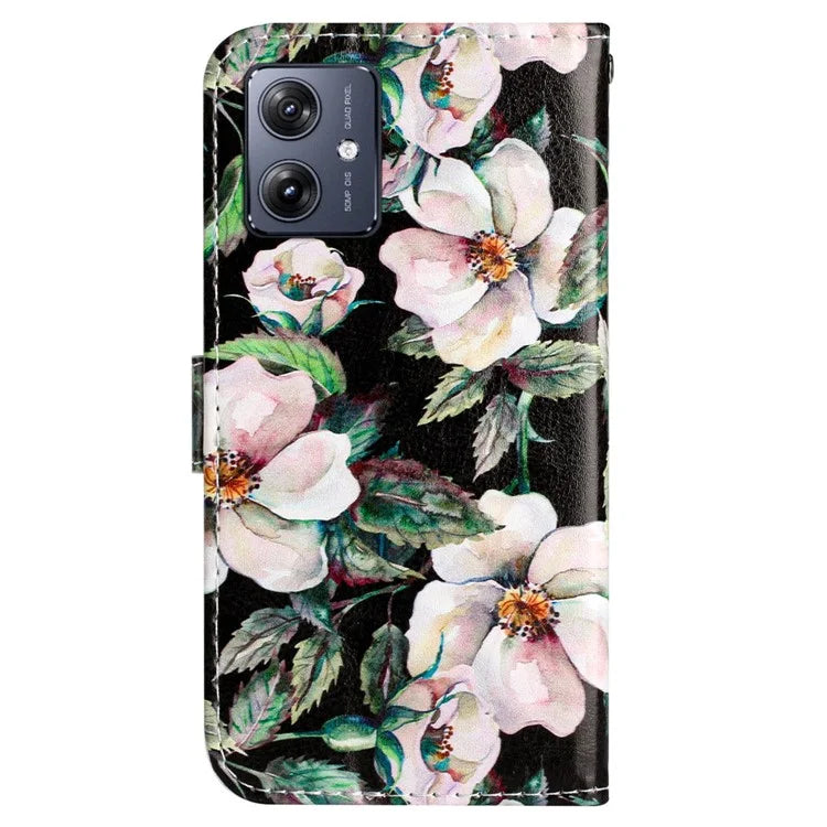 For Motorola Moto G54 5G Leather Case Pattern Printing Wallet Phone Cover