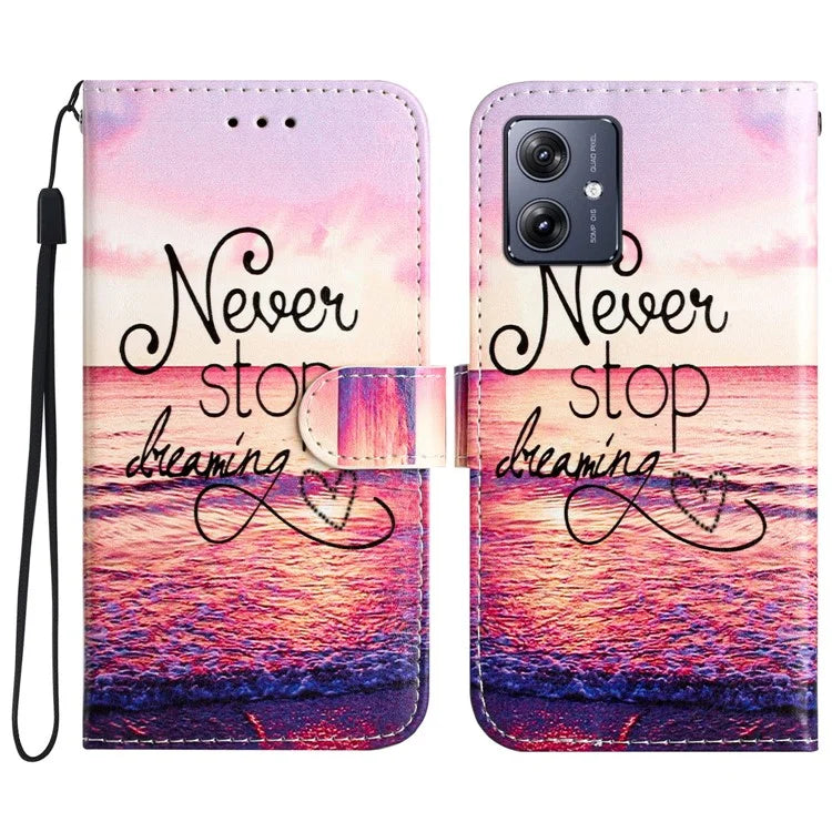 For Motorola Moto G54 5G Leather Case Pattern Printing Wallet Phone Cover