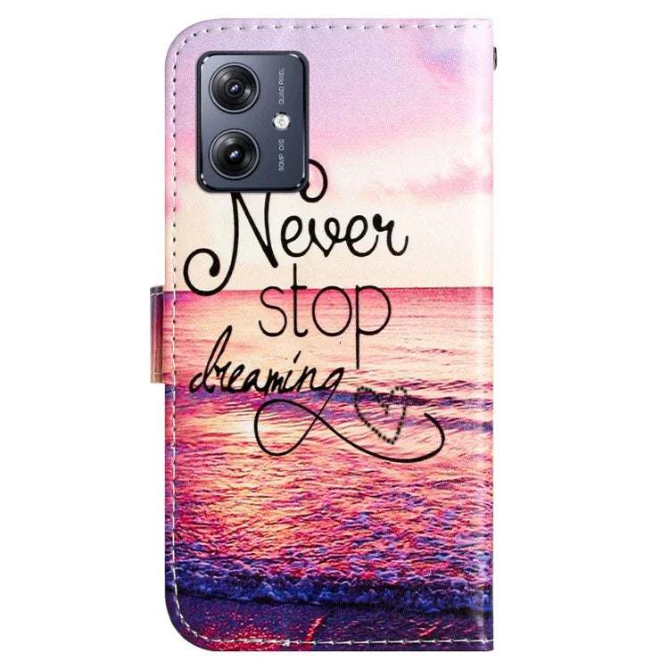 For Motorola Moto G54 5G Leather Case Pattern Printing Wallet Phone Cover