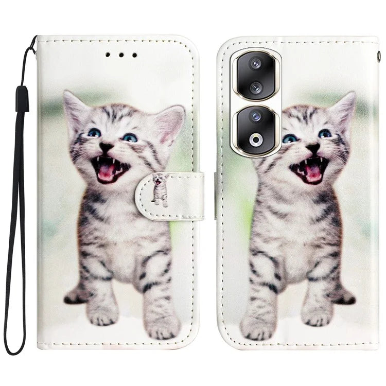 For Honor 90 Pro Case Pattern Printing Phone Cover with Stand Wallet