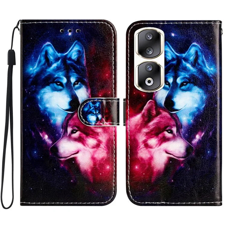 For Honor 90 Pro Case Pattern Printing Phone Cover with Stand Wallet
