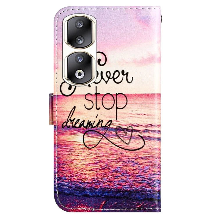 For Honor 90 Pro Case Pattern Printing Phone Cover with Stand Wallet