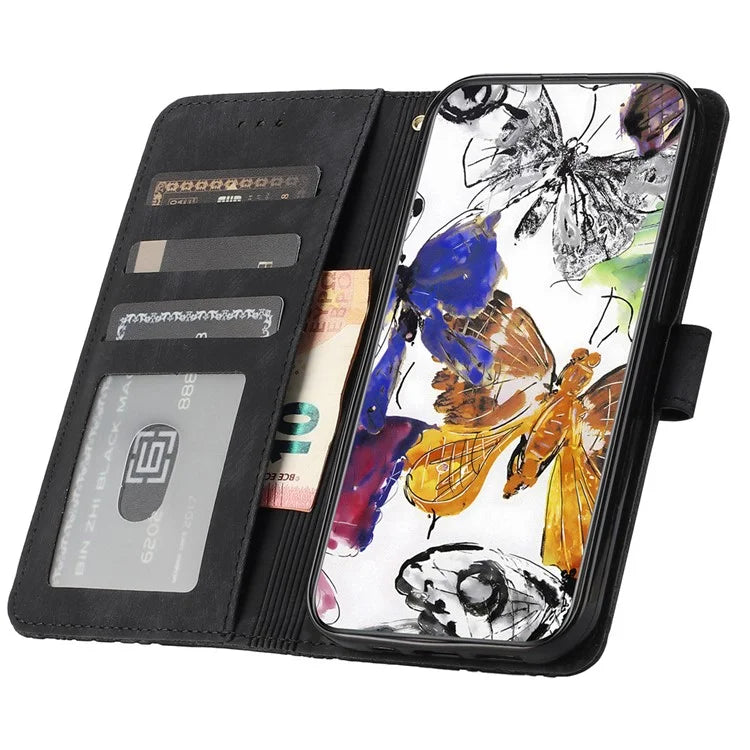 For Honor 90 Pro Leather Phone Case Butterfly Imprinted Wallet Flip Cover