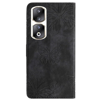 For Honor 90 Pro Leather Phone Case Butterfly Imprinted Wallet Flip Cover