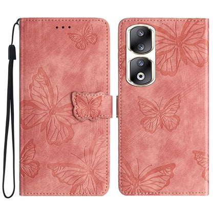 For Honor 90 Pro Leather Phone Case Butterfly Imprinted Wallet Flip Cover
