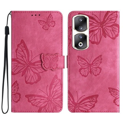 For Honor 90 Pro Leather Phone Case Butterfly Imprinted Wallet Flip Cover