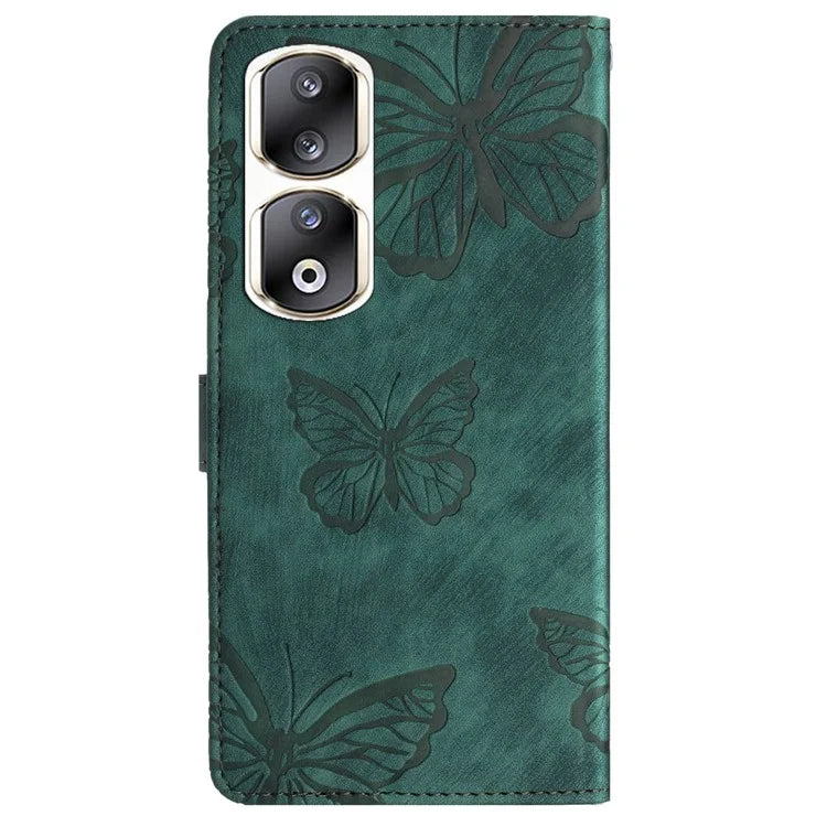For Honor 90 Pro Leather Phone Case Butterfly Imprinted Wallet Flip Cover