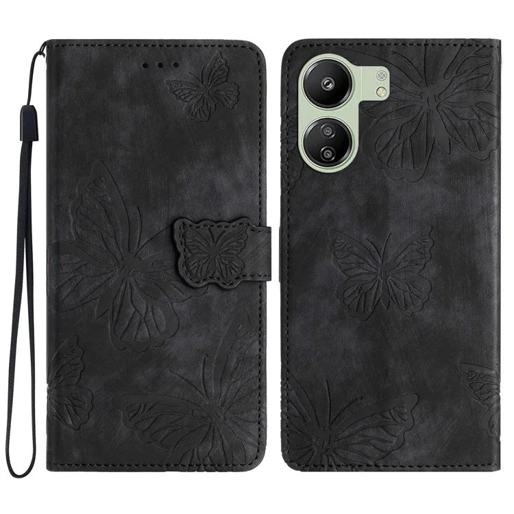 For Xiaomi Redmi 13C 4G / Poco C65 4G Case Butterfly Imprinted Skin-touch Phone Cover