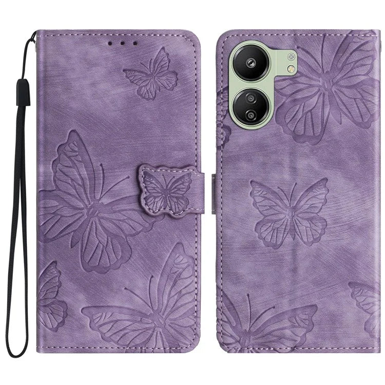 For Xiaomi Redmi 13C 4G / Poco C65 4G Case Butterfly Imprinted Skin-touch Phone Cover