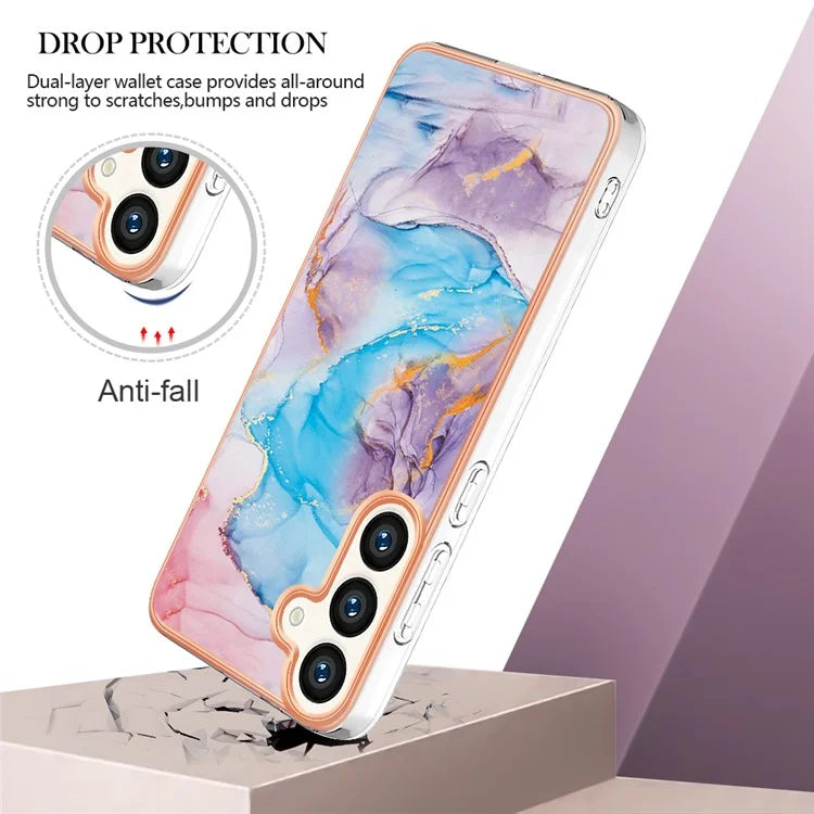 YB IMD Series-1 For Samsung Galaxy S24 Phone Case Pattern TPU Plating Cover