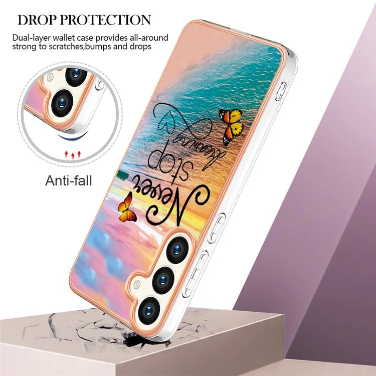 YB IMD Series-1 For Samsung Galaxy S24 Phone Case Pattern TPU Plating Cover