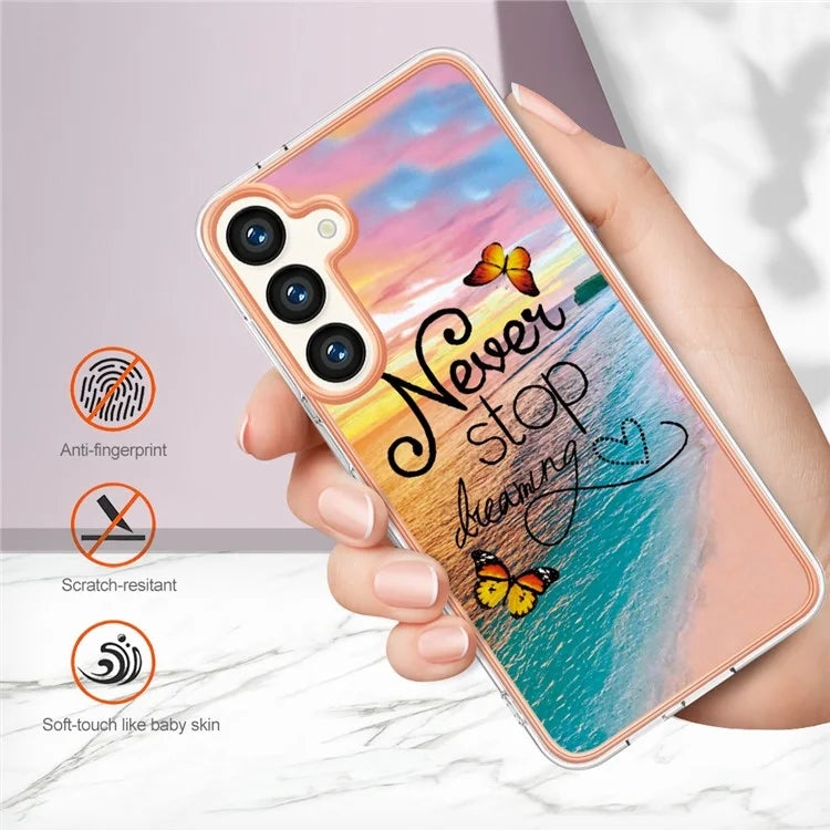 YB IMD Series-1 For Samsung Galaxy S24 Phone Case Pattern TPU Plating Cover