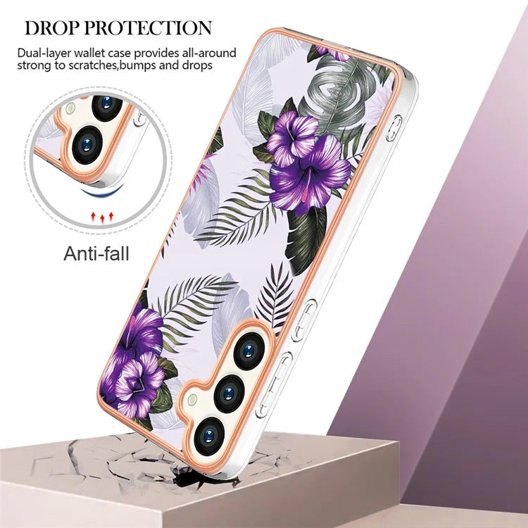 YB IMD Series-1 For Samsung Galaxy S24 Phone Case Pattern TPU Plating Cover