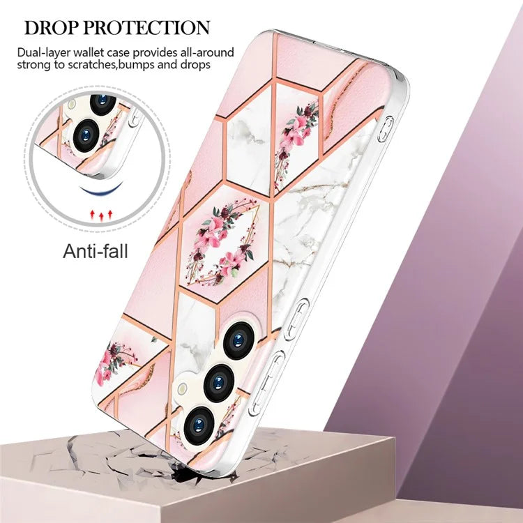 YB IMD Series-1 For Samsung Galaxy S24 Phone Case Pattern TPU Plating Cover