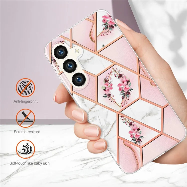 YB IMD Series-1 For Samsung Galaxy S24 Phone Case Pattern TPU Plating Cover