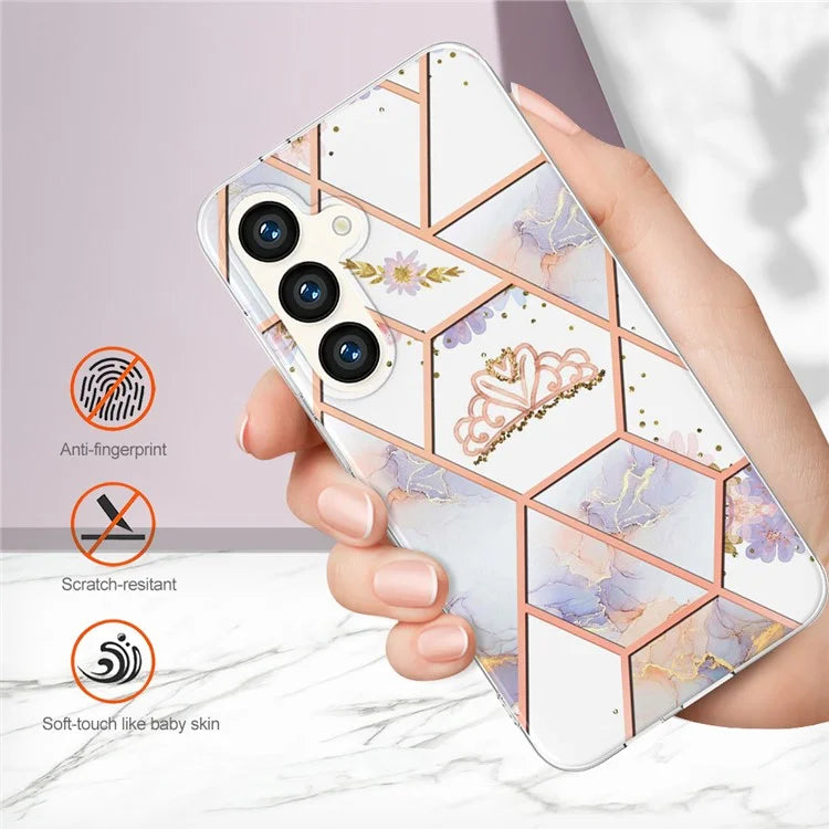 YB IMD Series-1 For Samsung Galaxy S24 Phone Case Pattern TPU Plating Cover