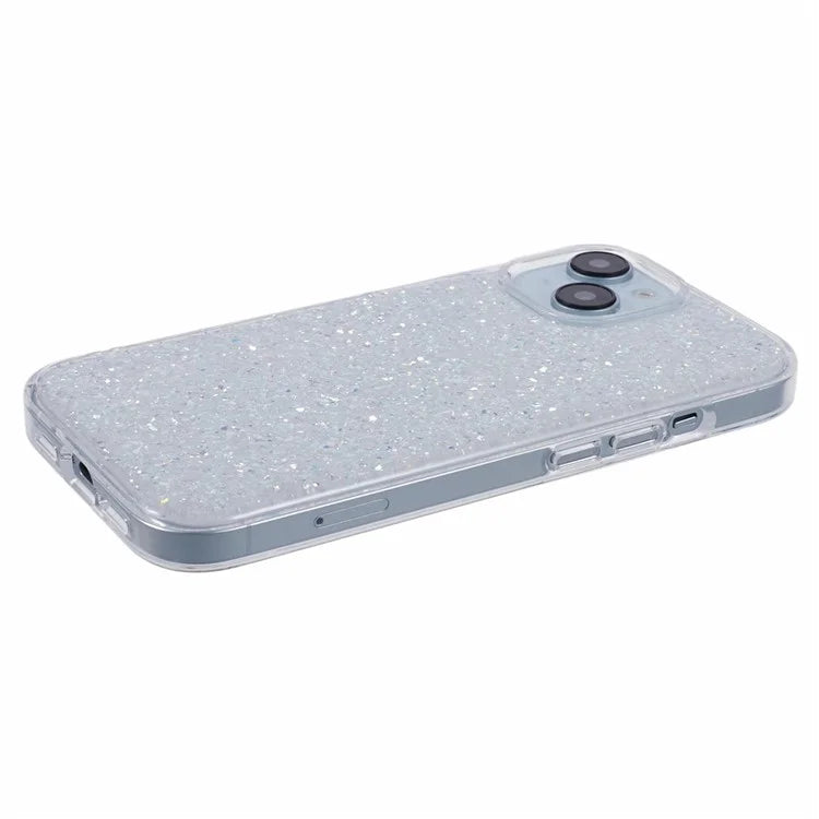 DFANS For	iPhone 15 Case Slim-Fit Glitter PC+TPU Phone Back Protector