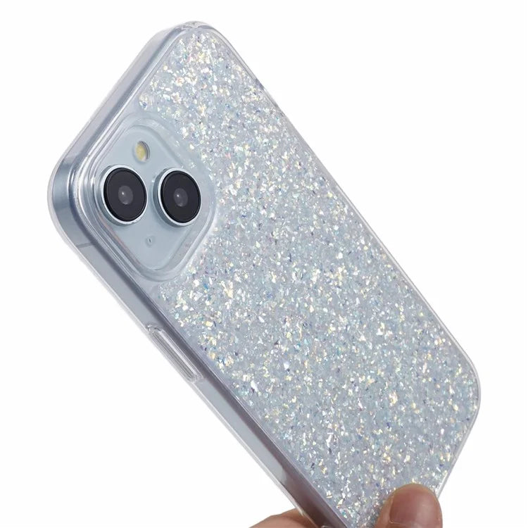 DFANS For	iPhone 15 Case Slim-Fit Glitter PC+TPU Phone Back Protector