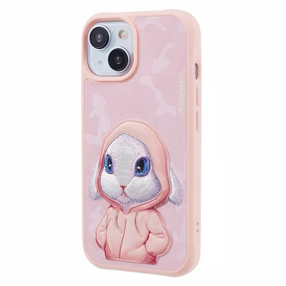 NIMMY For iPhone 15 Embroidered Animal Pattern Phone Case Shockproof Back Cover