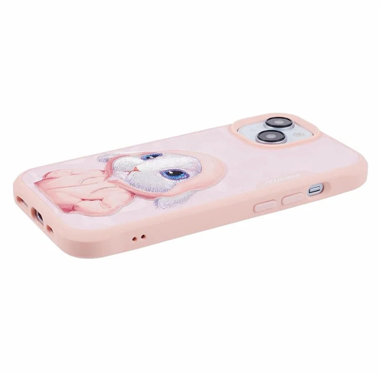 NIMMY For iPhone 15 Embroidered Animal Pattern Phone Case Shockproof Back Cover