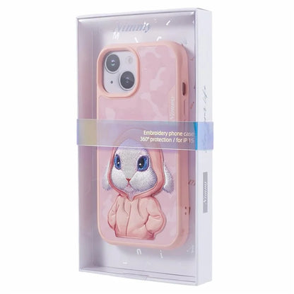 NIMMY For iPhone 15 Embroidered Animal Pattern Phone Case Shockproof Back Cover