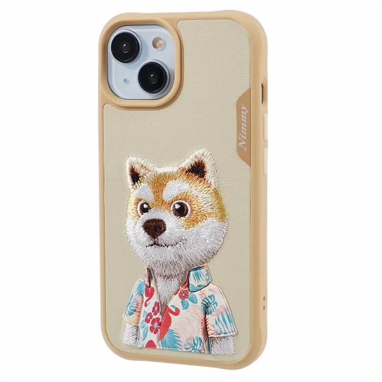 NIMMY For iPhone 15 Embroidered Animal Pattern Phone Case Shockproof Back Cover