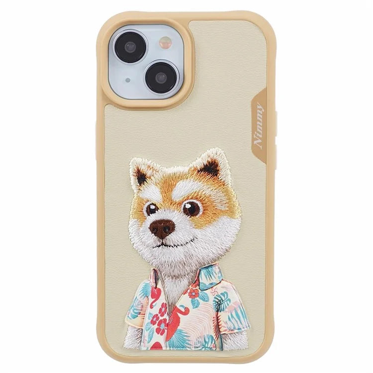 NIMMY For iPhone 15 Embroidered Animal Pattern Phone Case Shockproof Back Cover