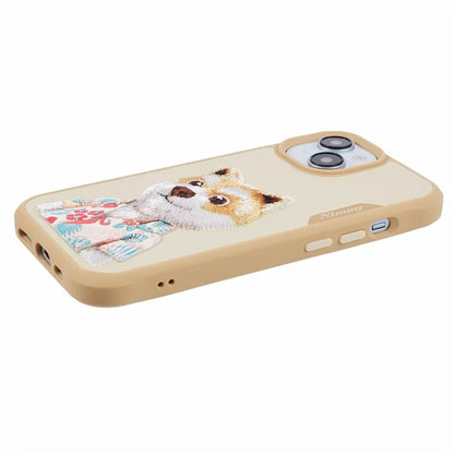 NIMMY For iPhone 15 Embroidered Animal Pattern Phone Case Shockproof Back Cover