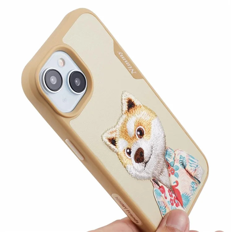 NIMMY For iPhone 15 Embroidered Animal Pattern Phone Case Shockproof Back Cover