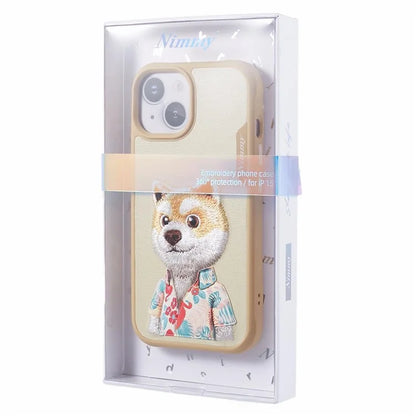 NIMMY For iPhone 15 Embroidered Animal Pattern Phone Case Shockproof Back Cover