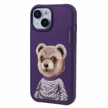 NIMMY For iPhone 15 Embroidered Animal Pattern Phone Case Shockproof Back Cover