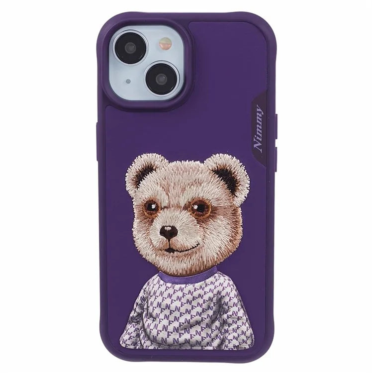 NIMMY For iPhone 15 Embroidered Animal Pattern Phone Case Shockproof Back Cover