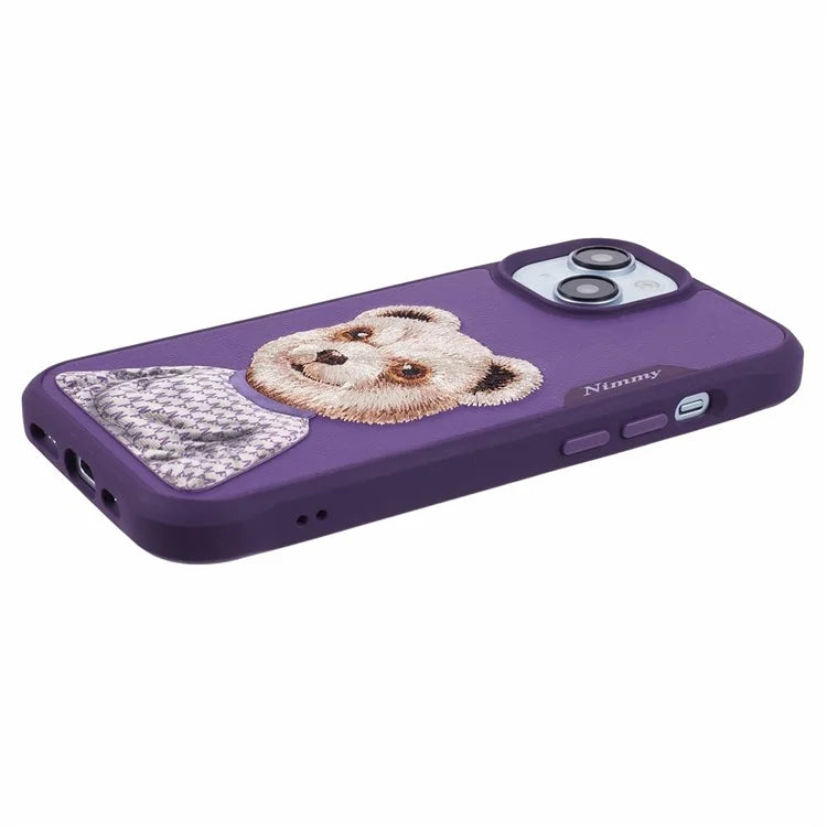 NIMMY For iPhone 15 Embroidered Animal Pattern Phone Case Shockproof Back Cover
