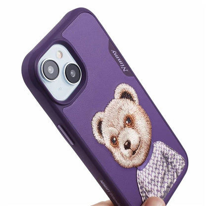 NIMMY For iPhone 15 Embroidered Animal Pattern Phone Case Shockproof Back Cover