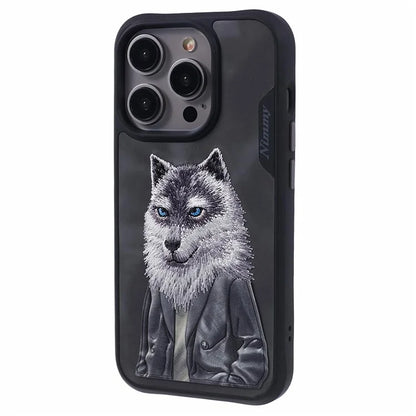 NIMMY For iPhone 15 Pro Cute Phone Case Embroidered Cartoon Pattern Cover